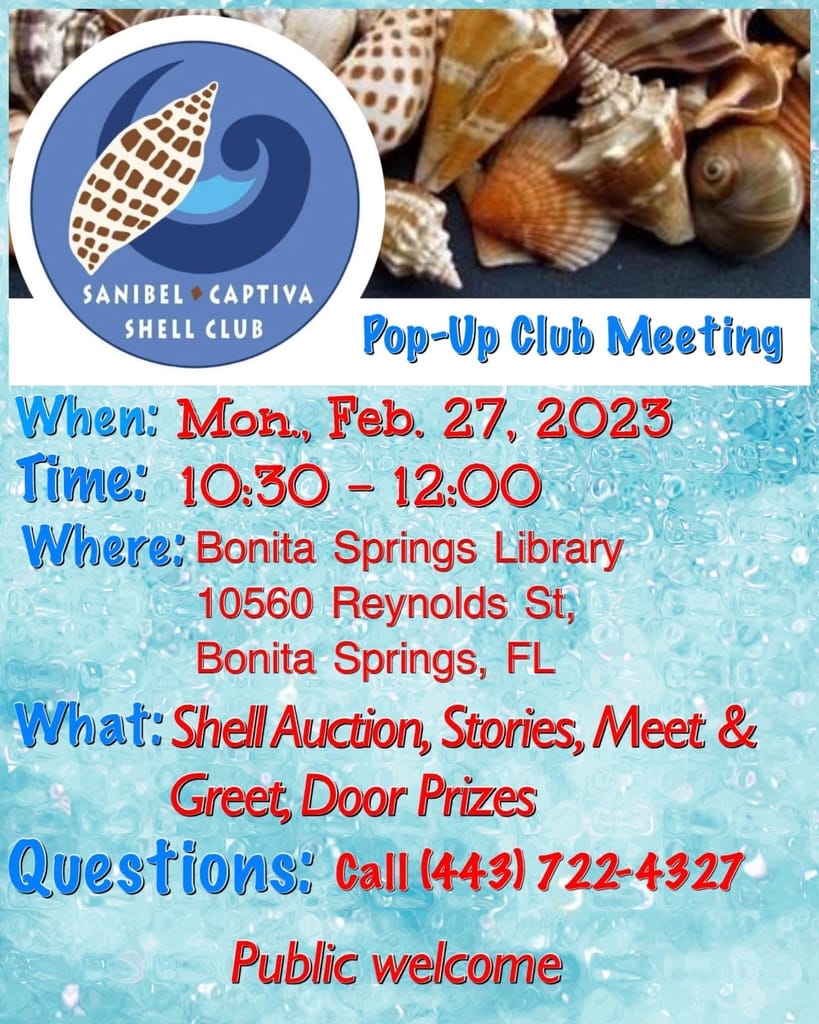 PopUp Club Meeting SanibelCaptiva Shell Club